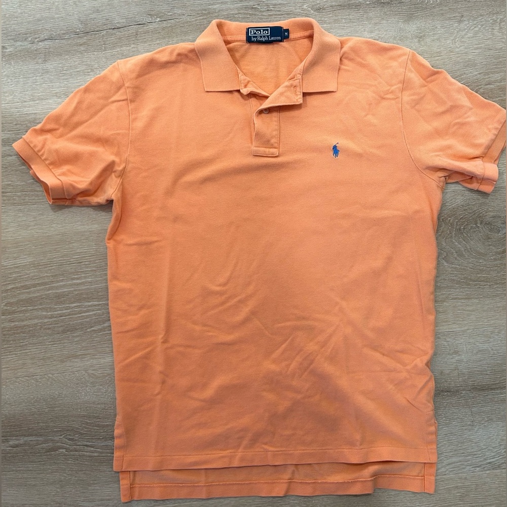 Polo Ralph Lauren Polo Shirt Men’s Medium Orange Short Sleeve Cotton Stretch